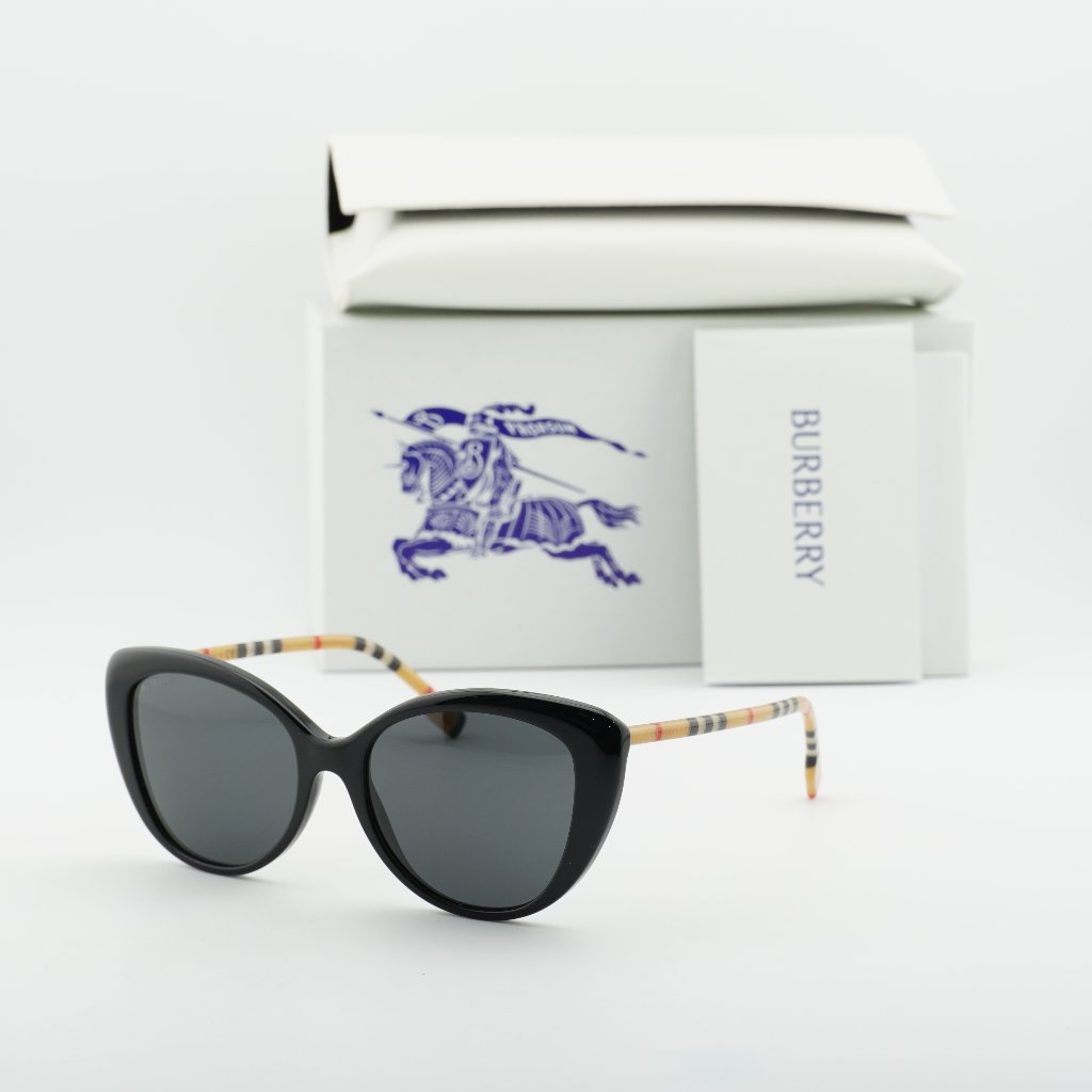 Burberry Be4407 385387 Cat Eye Sunglasses - Black/Vintage/Dark Grey